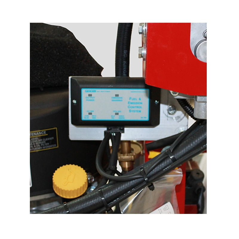 Close-up of a Polivac Gaz 16” Gas Burnisher with a digital display and various components.