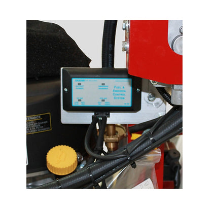 Close-up of a Polivac Gaz 16” Gas Burnisher with a digital display and various components.