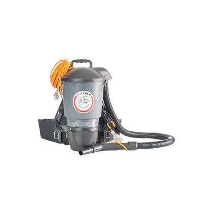 Backpack vacuum cleaner with hose on a white background