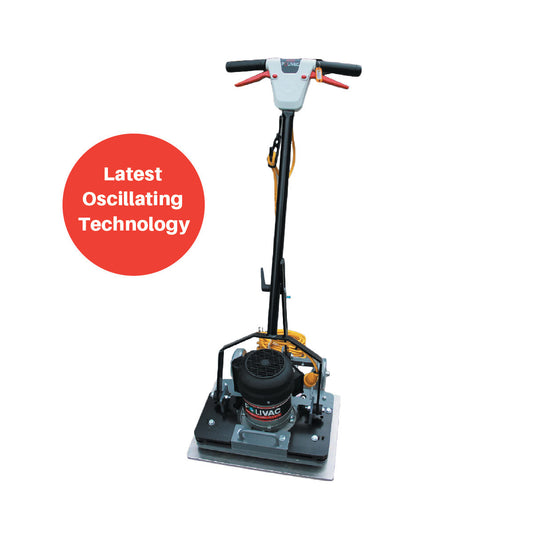 Floor buffer with 'Latest Oscillating Technology' label on a white background