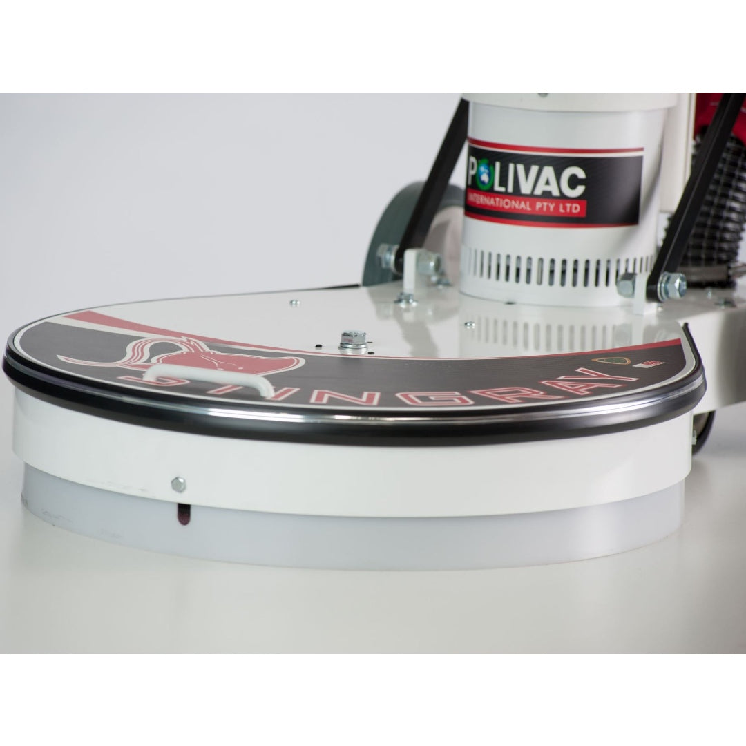 Floor cleaning machine with 'POLIVAC' branding on a white background