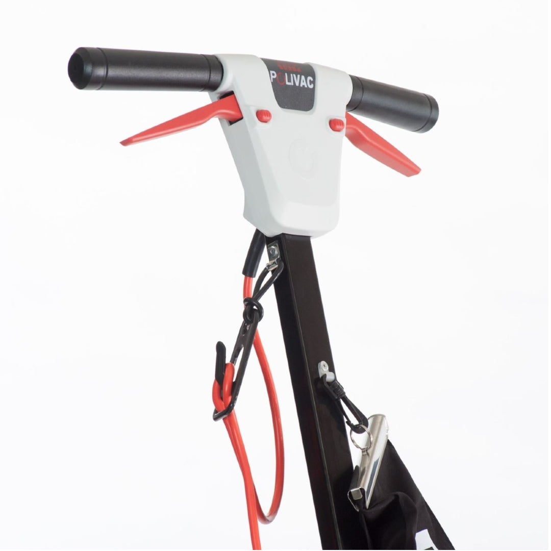 POLIVAC vacuum cleaner handle with black and red design on a white background