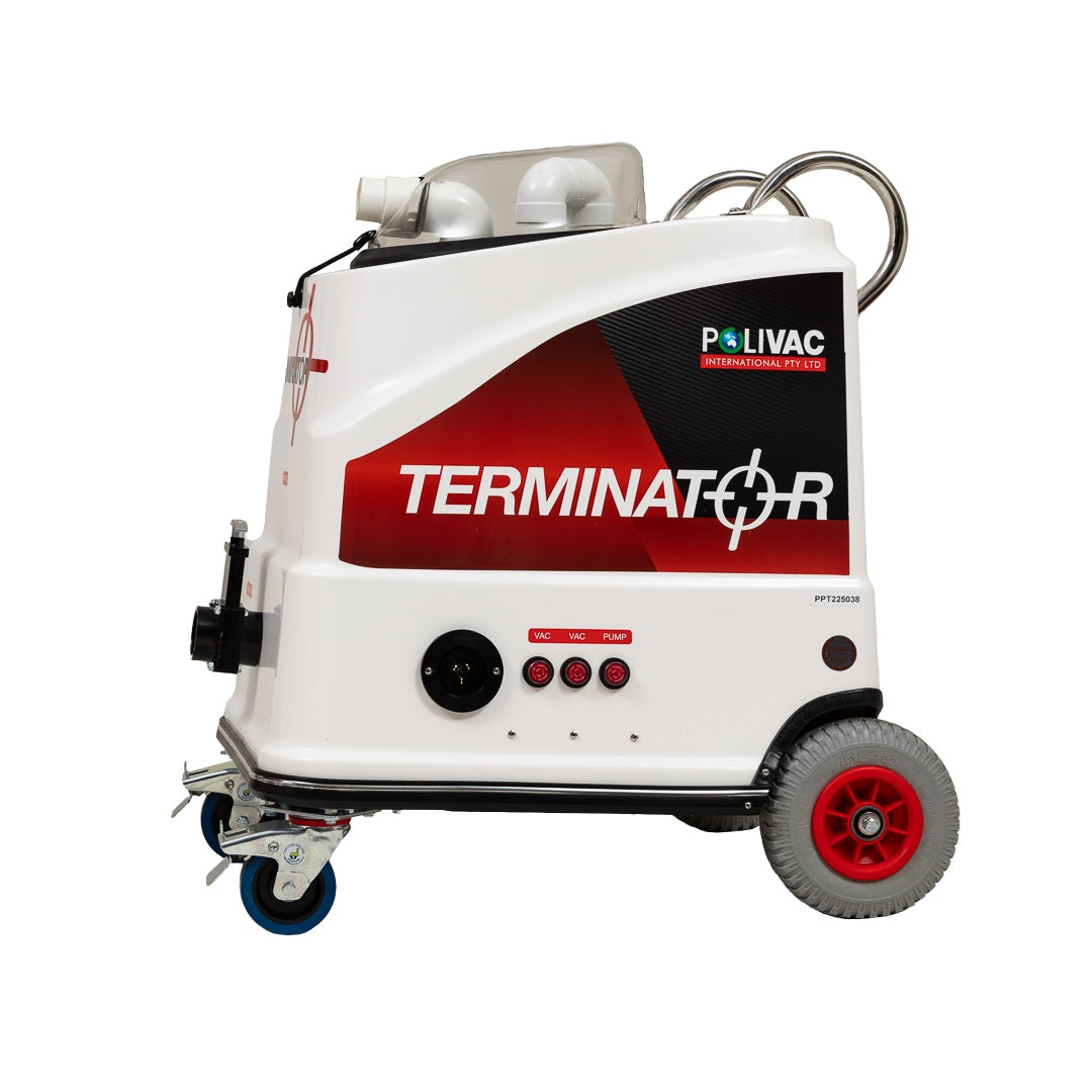 Polivac Terminator cleaning machine on a white background