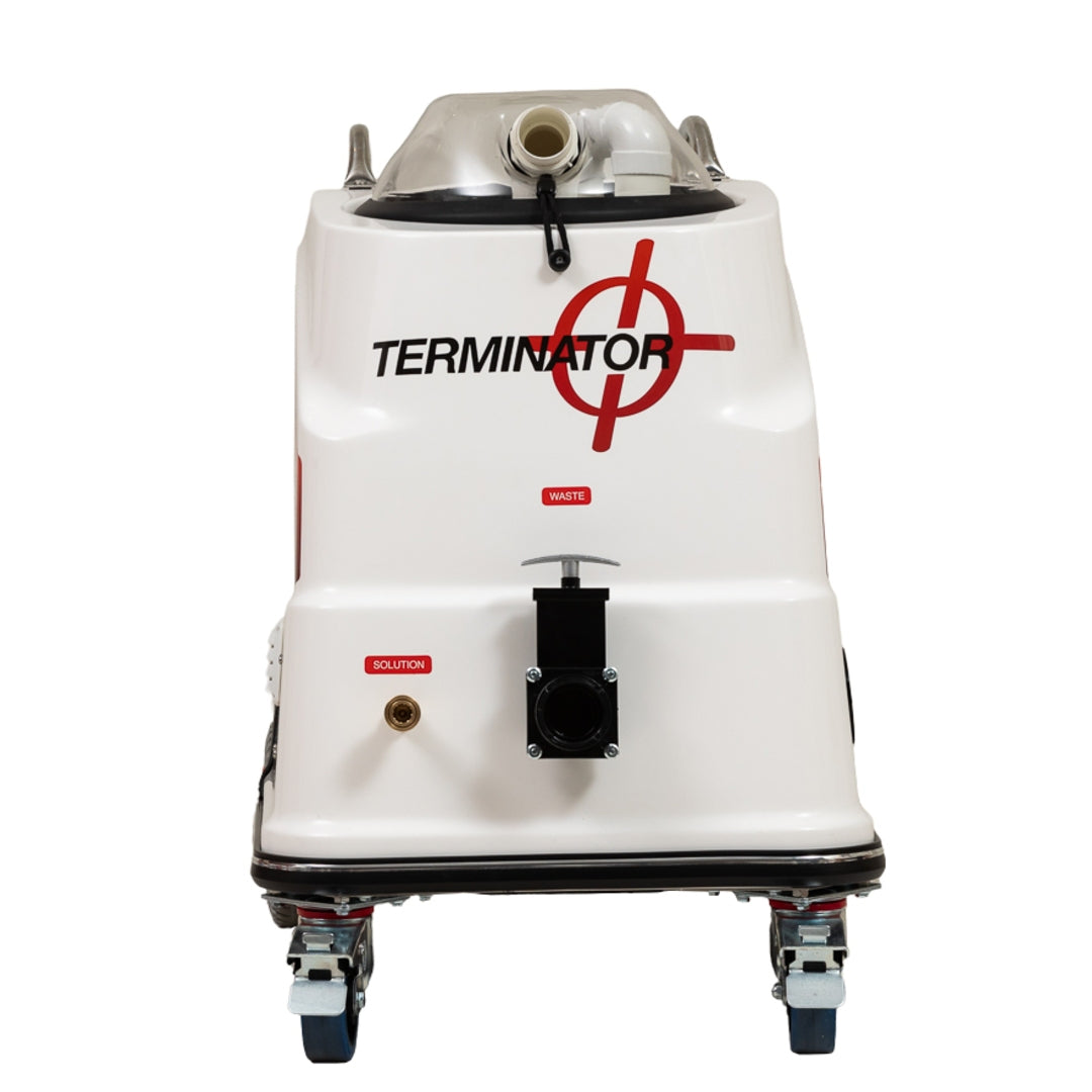 Polivac cleaning machine with 'Terminator' branding on a white background