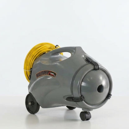 Gray Polivac Wombat with yellow power cable on a white background