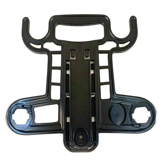 Black plastic bracket on a white background