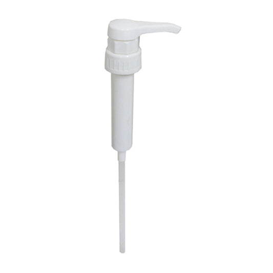 White plastic pump dispenser on a white background