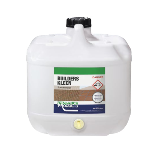 Jug of Builders Kleen scale remover with a white background