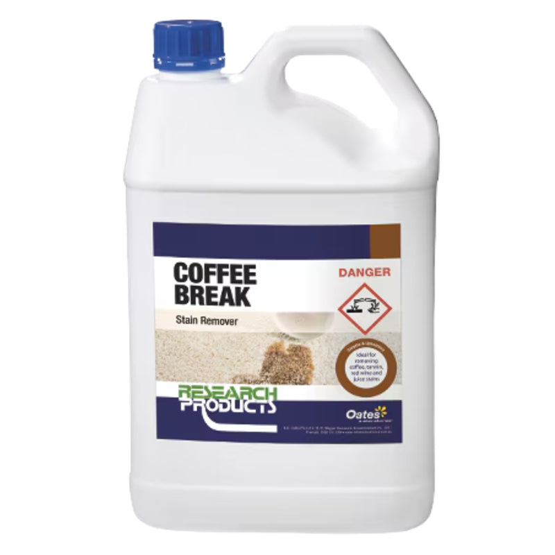 White bottle of Coffee Break Stain Remover with blue cap on a white background