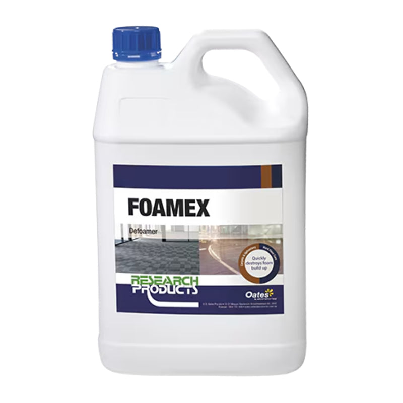 Foamex defoamer container with blue cap on a white background