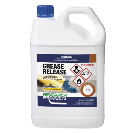 Container of Grease Release product with Research Products branding on a white background