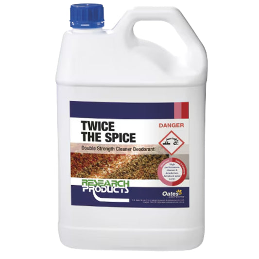 Container of 'Twice the Spice' cleaner deodorant with a blue cap on a white background