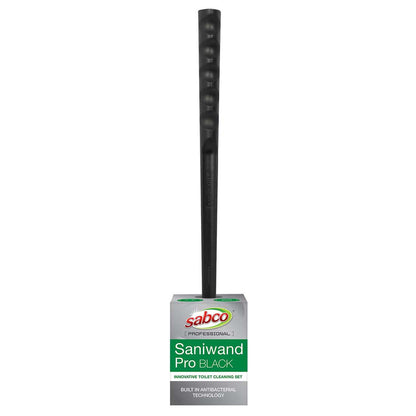 Sabco Saniwand Pro Black toilet cleaning set on a white background