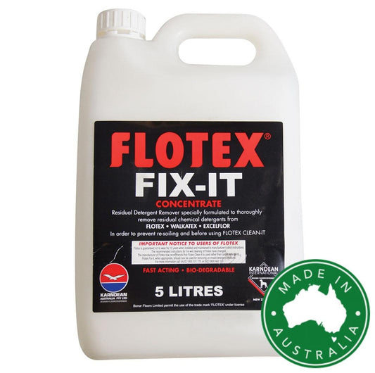 Flotex Fix-It concentrate container with label on a white background