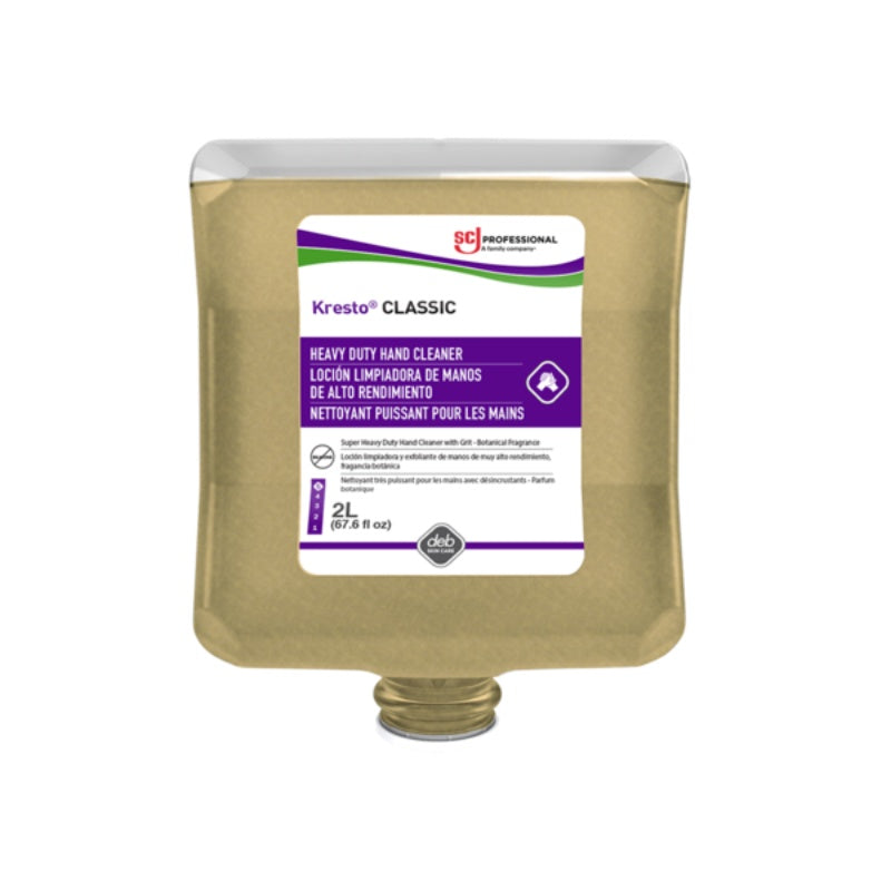Container of SC Johnson Kresto Classic heavy-duty hand cleaner with a white label on a white background