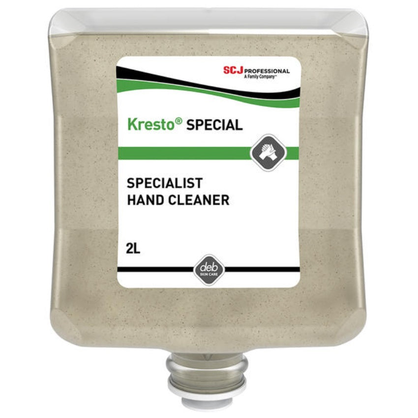 SC Johnson Kresto Special hand cleaner container with label on a white background
