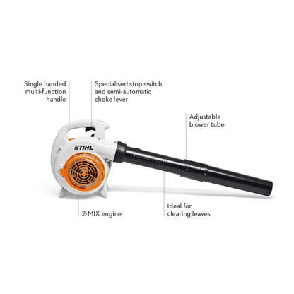 STIHL Blower Z Petrol leaf blower with labeled features on a white background