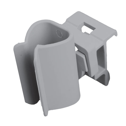 Gray plastic clip on a white background