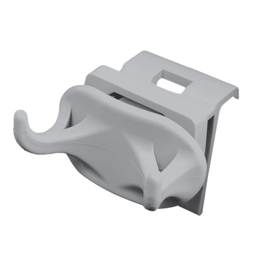 Gray plastic hook on a white background