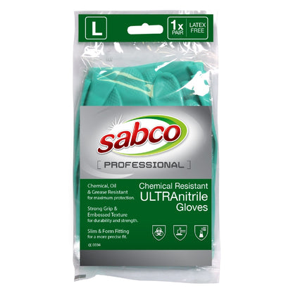 Sabco UltraNitrile gloves packaging on a white background