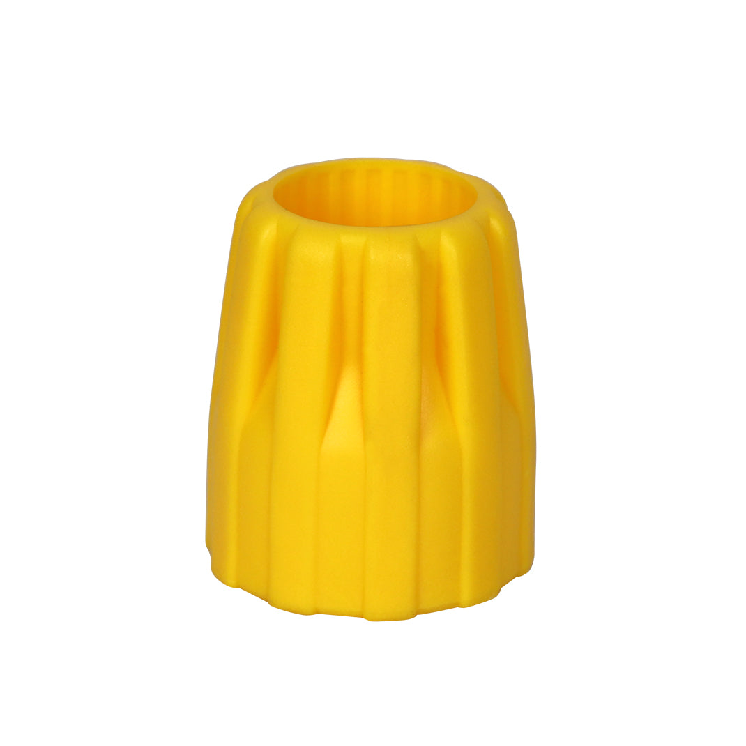 Yellow textured mop collar on a white background