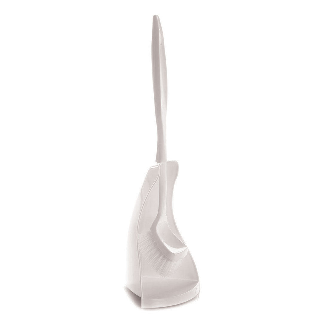 White toilet brush set on a white background