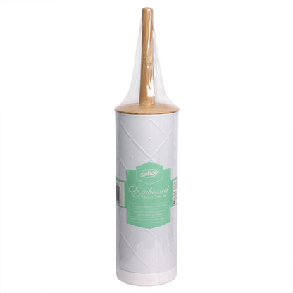 Toilet brush with a wooden handle on a white background