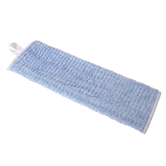 Blue scrubber with a handle on a white background