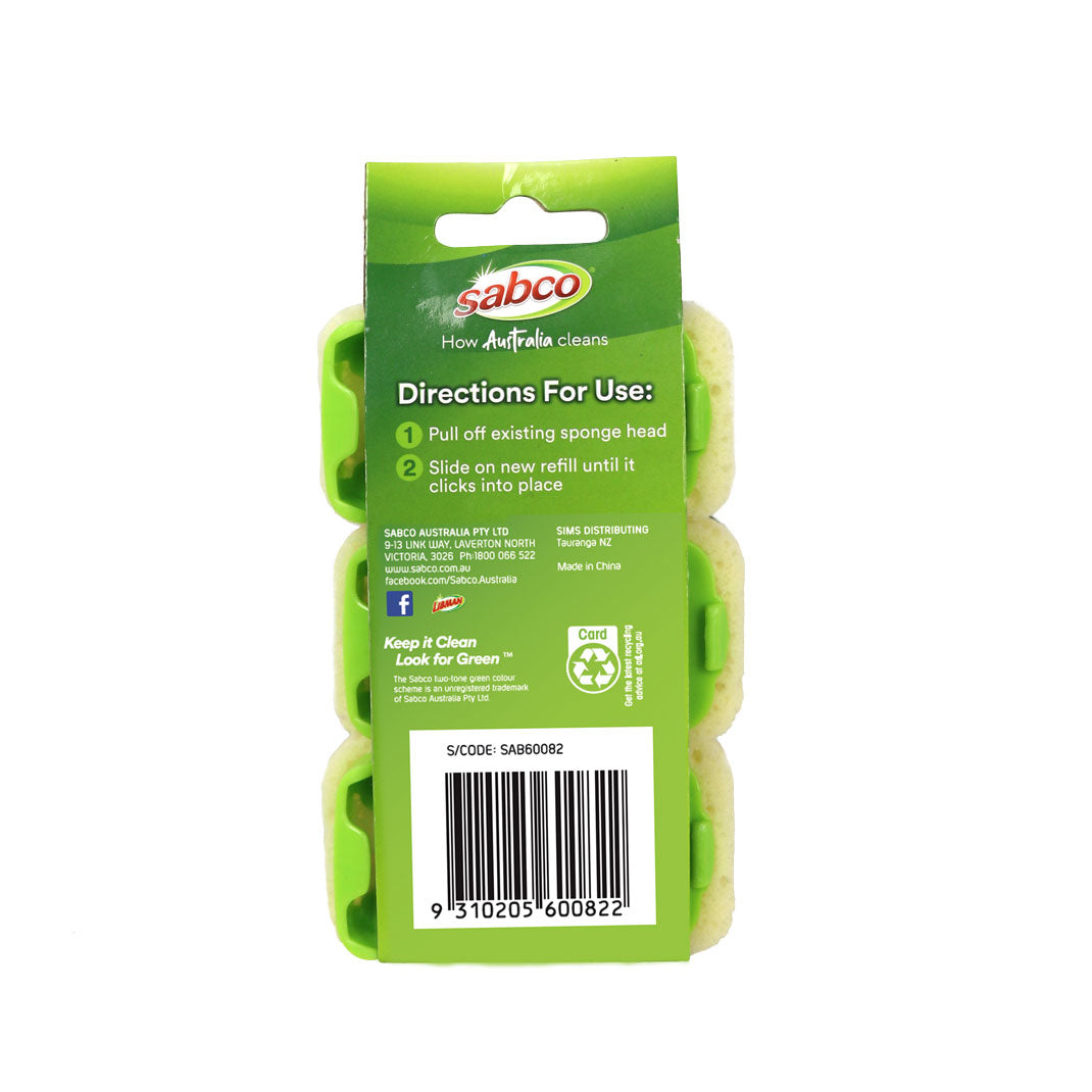 Green Sabco product packaging with directions and branding on a white background