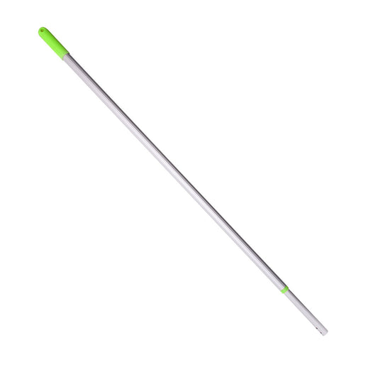 Long metal rod with a green tip on a white background