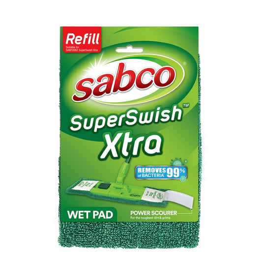 Sabco SuperSwish Xtra wet pad refill packaging on a white background