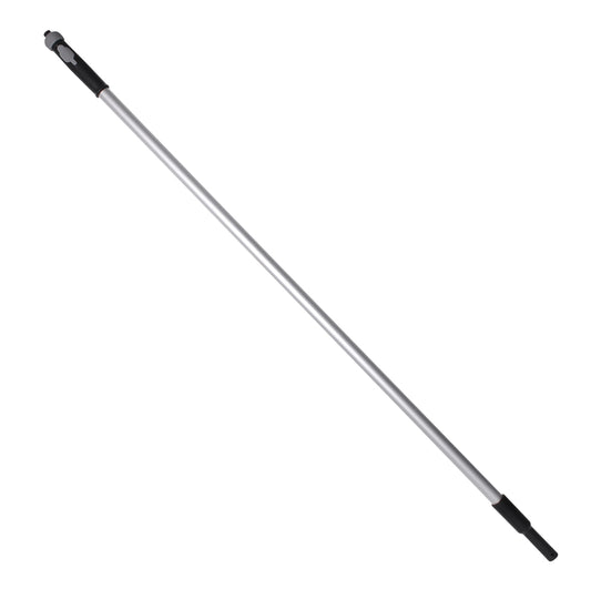 Telescopic pole with black and silver design on a white background