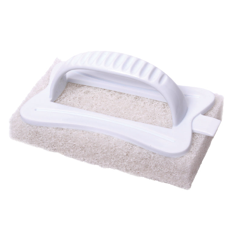 White scrubber with sponge on a white background