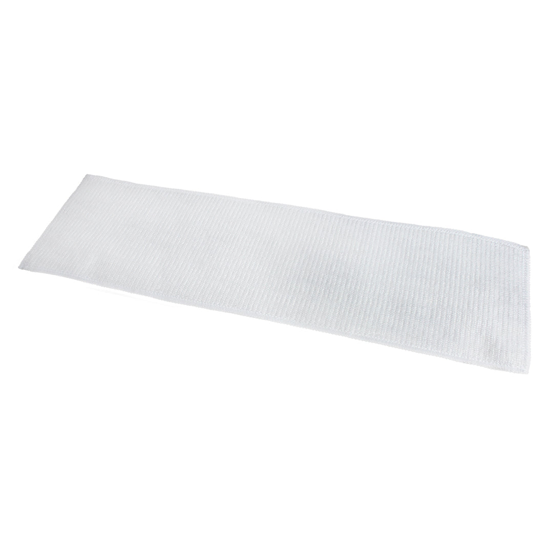 Rectangular white flat mop pad with textured pattern on a white background