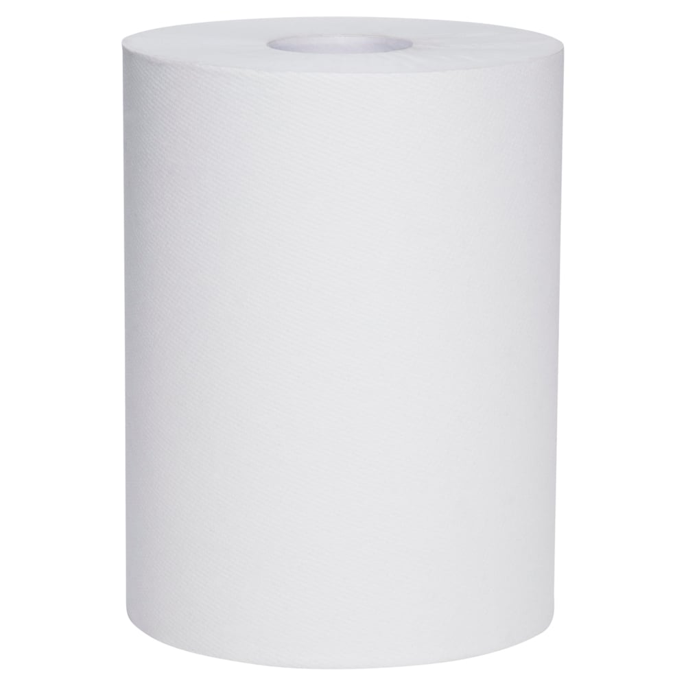 White paper towel roll on a white background