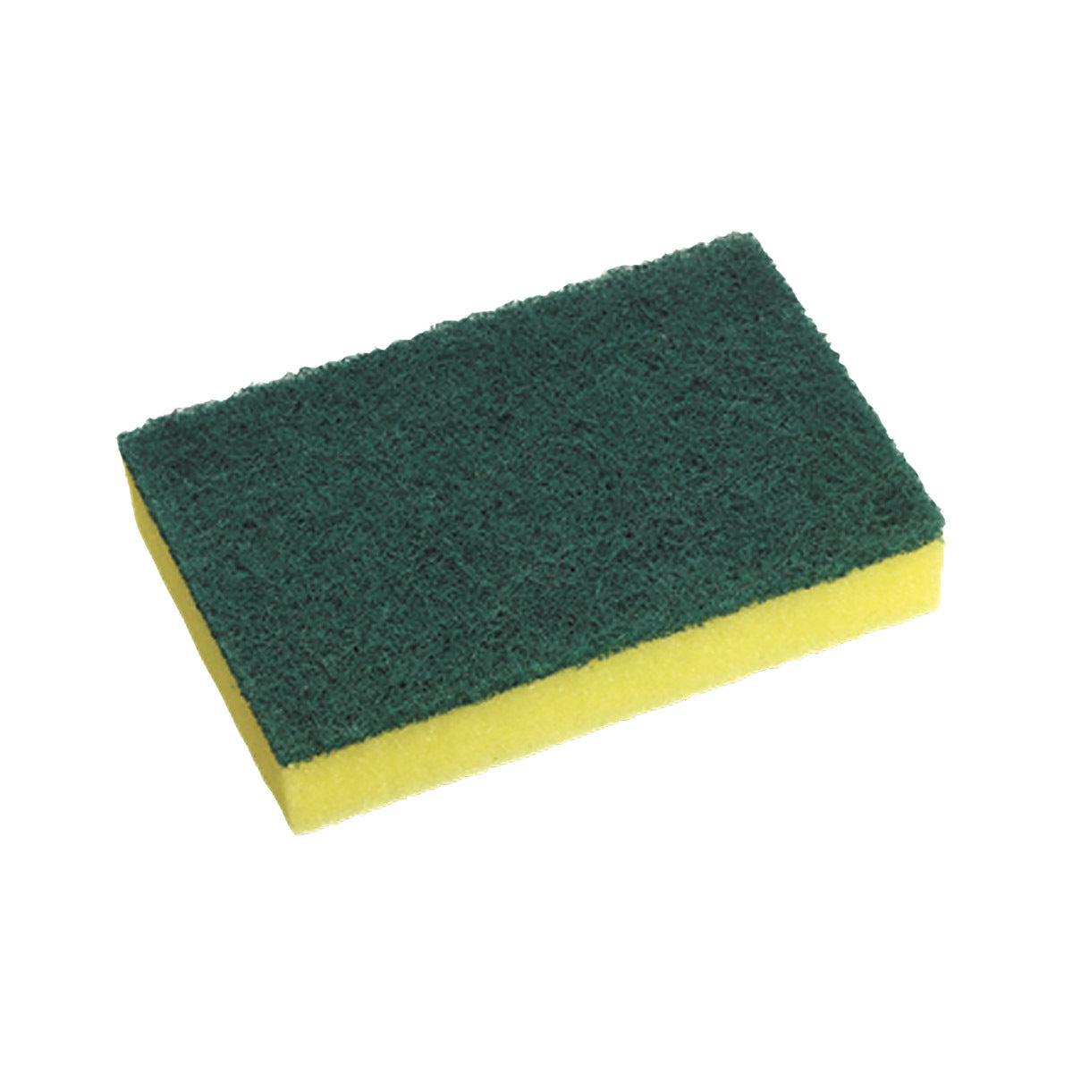 Green and yellow sponge on a white background