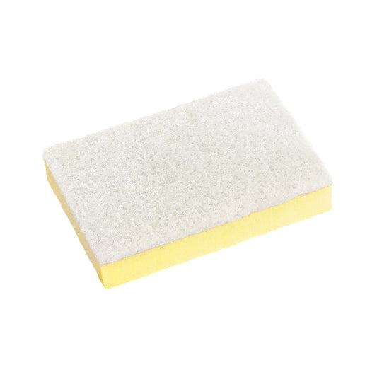 Two-tone sponge with yellow and white on a white background