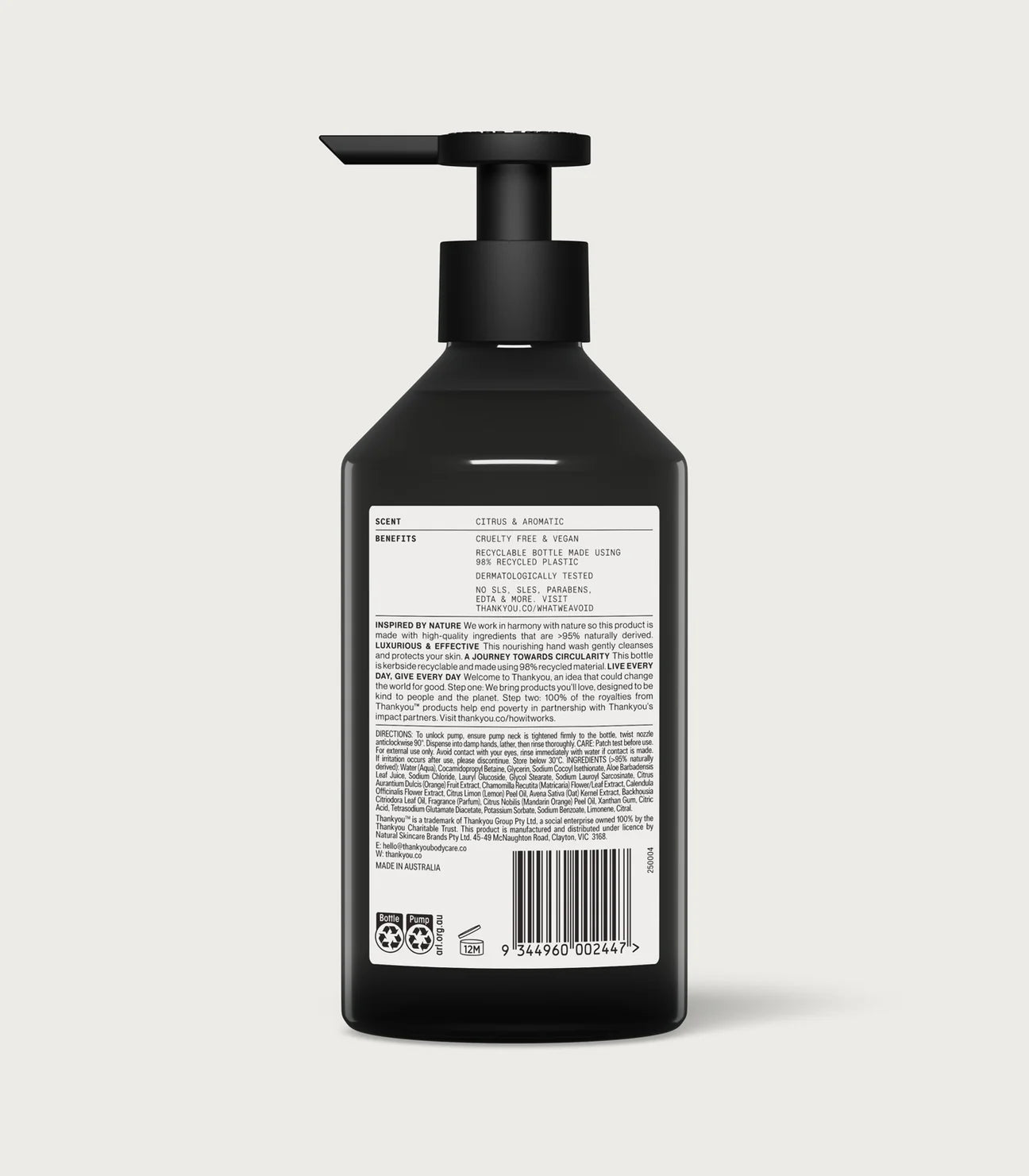 THANKYOU Botanical Lemon Myrtle & Oat Milk Hand Wash 500ml