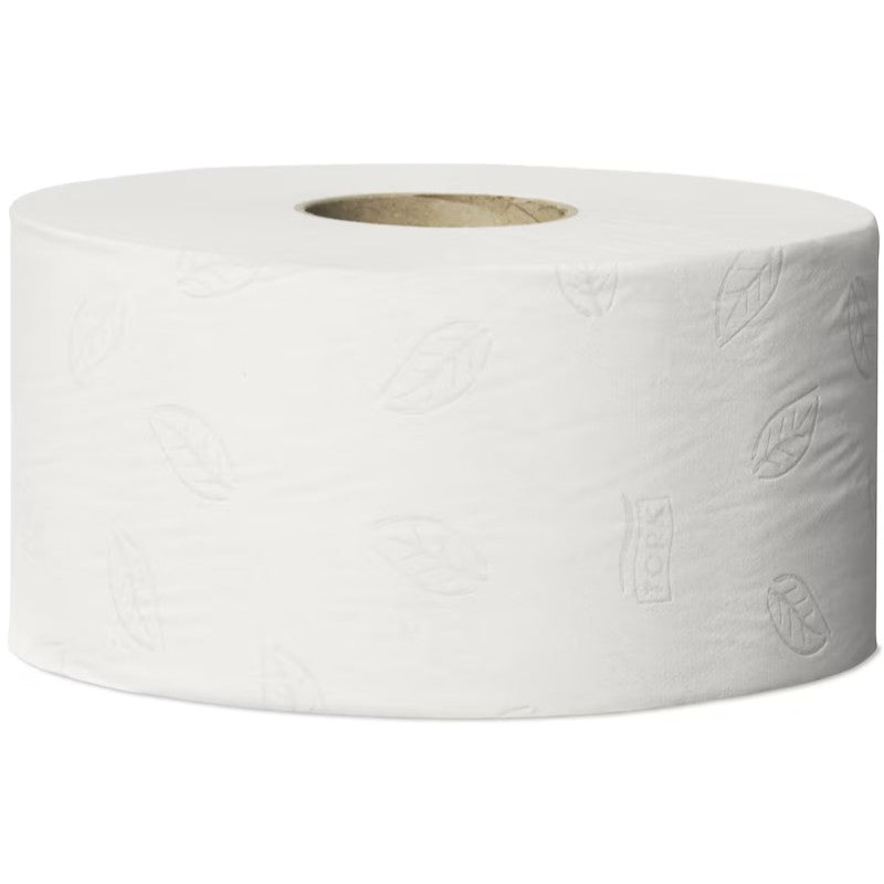 White paper Tork Jumbo Toilet roll on a white background