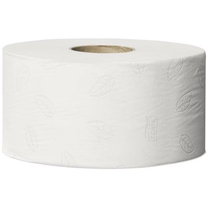 White paper Tork Jumbo Toilet roll on a white background