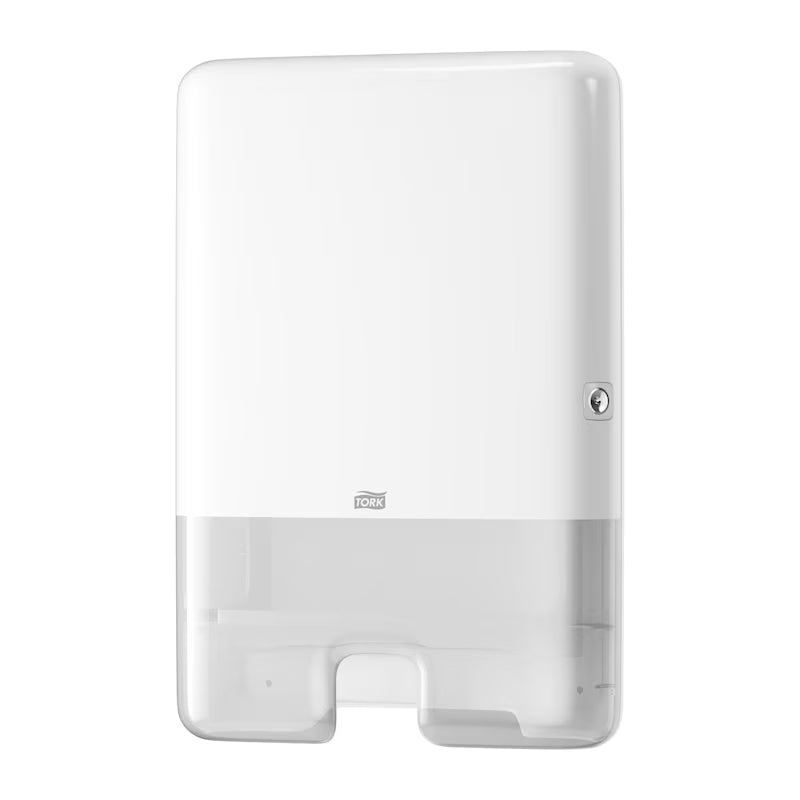 White paper towel dispenser on a white background