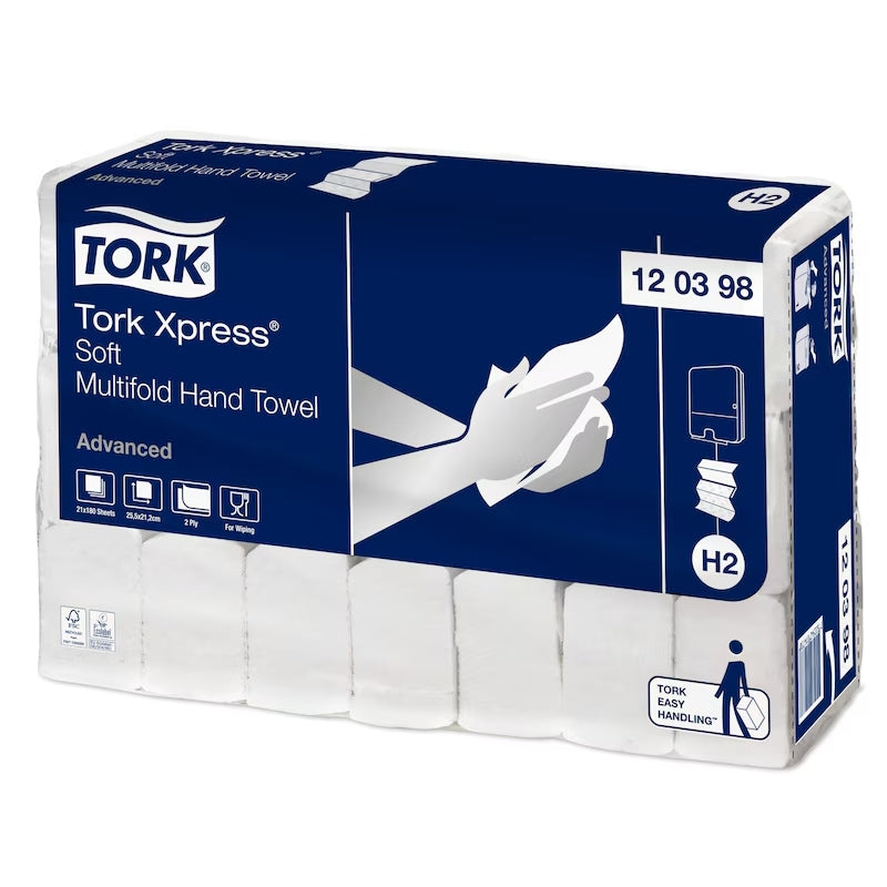 Tork Xpress soft multifold hand towel packaging on a white background