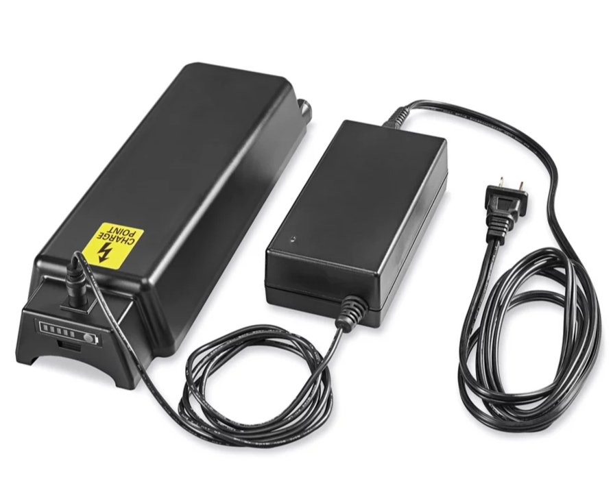 Two black power adapters with cables on a white background