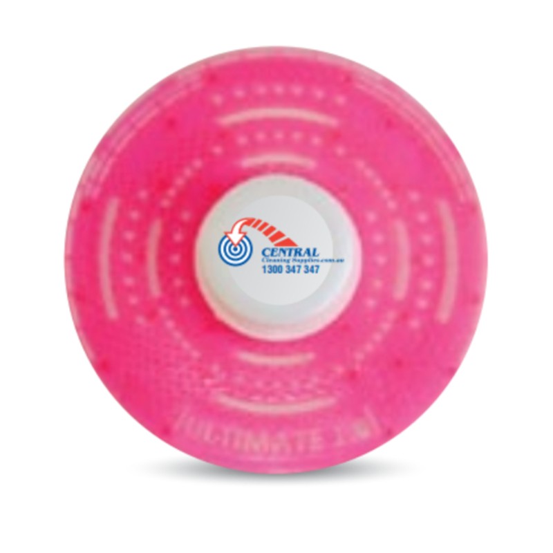 Pink Urinal Eco-Mat with a Central Cleaning Supplies logo on a white background