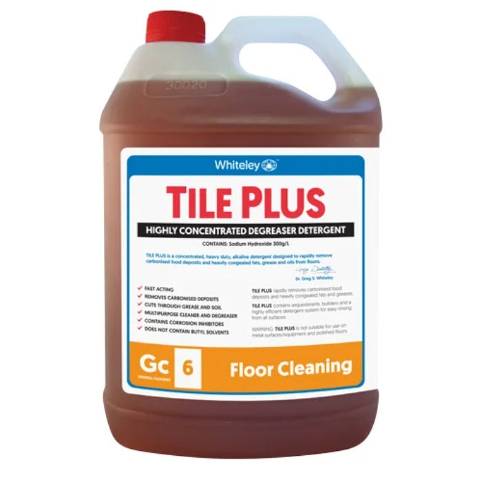 Whiteley Tile Plus floor cleaning detergent bottle with label on a white background