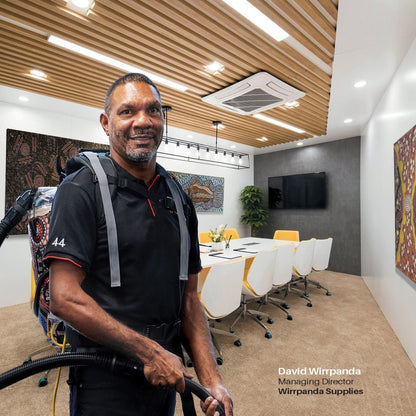 Wirrpanda Backpack Vacuum Cleaner with David Wirrpanda