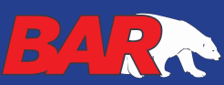 BAR logo with a red 'BAR' text and a white bear silhouette on a blue background
