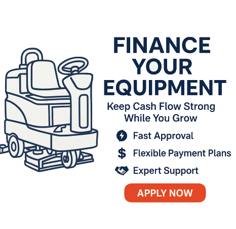 Advertisement for financing equipment with Central Cleaning Supplies, featuring a vacuum cleaner icon.