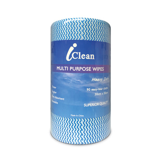 Canister of iClean multi-purpose wipes on a white background