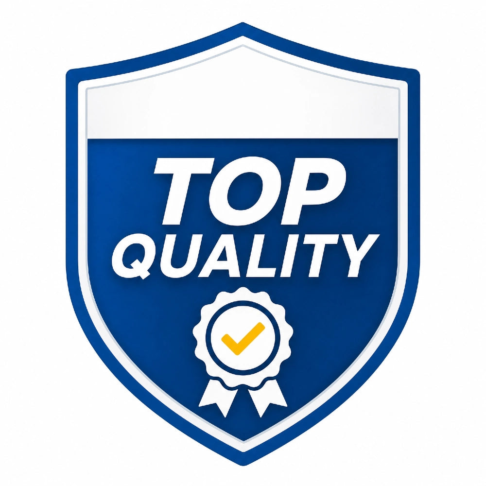 Shield-shaped logo with 'Top Quality' text and a checkmark on a white background
